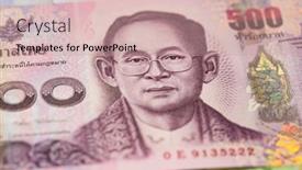  Presentation with thai - Slide set having thai-baht-note-depicting-king background and a coral colored foreground