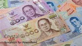  Presentation with thai - Presentation design having thai-baht-note-depicting-king background and a coral colored foreground