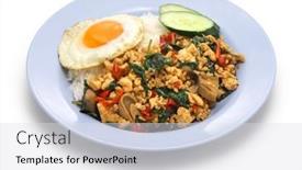  Presentation with pad thai - Presentation theme having thai-basil-chicken-gai-pad background and a light gray colored foreground