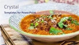  Presentation with coconut milk - Presentation theme consisting of thai-beef-with-coconut-milk background and a sky blue colored foreground