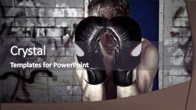  Presentation with thai boxing - Colorful slide deck enhanced with thai boxing - block of a boxer showing backdrop and a dark gray colored foreground