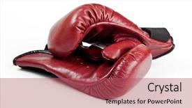  Presentation with thai - Beautiful theme featuring thai boxing - box gloves isolated on white backdrop and a  colored foreground