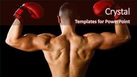  Presentation with thai boxing - Amazing presentation theme having thai boxing - boxer raising his arms backdrop and a wine colored foreground