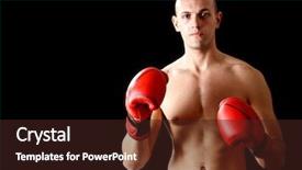  Presentation with thai boxing - Amazing PPT layouts having thai boxing - portrait of an athletic boxer backdrop and a wine colored foreground