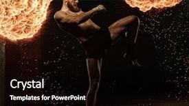  Presentation with thai boxing - Beautiful slides featuring thai boxing - professional fighter shadowboxing with fire backdrop and a black colored foreground