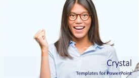  Presentation with business success - Cool new slides with thai celebration - young asian business woman backdrop and a  colored foreground