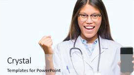  Presentation with asian doctor - Audience pleasing presentation theme consisting of thai celebration - young asian doctor woman holding backdrop and a  colored foreground