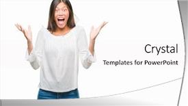  Presentation with asian - Cool new PPT theme with thai celebration - young asian woman over isolated backdrop and a  colored foreground