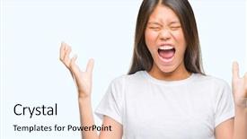  Presentation with asian - Colorful slide deck enhanced with thai celebration - young asian woman over isolated backdrop and a  colored foreground