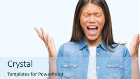  Presentation with asian - Colorful PPT theme enhanced with thai celebration - young asian woman over isolated backdrop and a  colored foreground