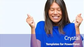  Presentation with asian - Presentation design featuring thai celebration - young asian woman over isolated background and a cobalt blue colored foreground