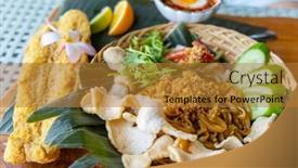  Presentation with pad thai - PPT layouts enhanced with thai-cuisine-crispy-fish-fillet background and a gold colored foreground