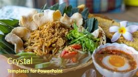  Presentation with pad thai - PPT theme consisting of thai-cuisine-crispy-fish-fillet background and a tawny brown colored foreground