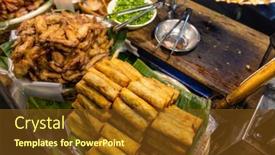  Presentation with thai food - Presentation design enhanced with thai-cuisine-local-street-food background and a tawny brown colored foreground