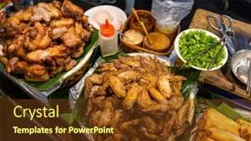  Presentation with thai food - Presentation theme with thai-cuisine-local-street-food background and a tawny brown colored foreground
