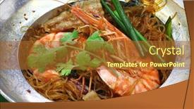  Presentation with thai - Theme enhanced with thai-cuisine-steamed-prawns background and a tawny brown colored foreground