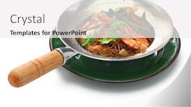  Presentation with thai - Slide deck consisting of thai-cuisine-steamed-prawns background and a white colored foreground