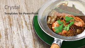  Presentation with thai - Cool new presentation theme with thai-cuisine-steamed-prawns backdrop and a soft green colored foreground