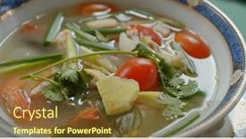  Presentation with thai - PPT layouts consisting of thai-cuisine-tom-yum-soup background and a tawny brown colored foreground