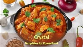  Presentation with curry - Slide set featuring thai culture - chicken curry with vegetables background and a tawny brown colored foreground