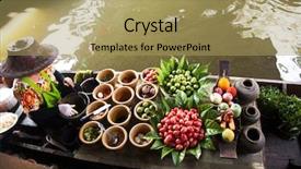  Presentation with thai culture - PPT theme having thai culture - floating market thailand background and a yellow colored foreground