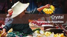 Presentation with floating - Theme with thai culture - floating market background and a tawny brown colored foreground