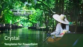  Presentation with thai culture - Slides enhanced with thai culture - floating market background and a forest green colored foreground