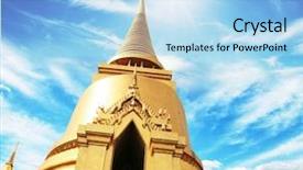  Presentation with thai culture - PPT theme consisting of thai culture - gold palace in bangkok background and a light blue colored foreground