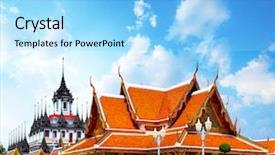  Presentation with blue marble - Slides featuring thai culture - marble temple wat benchamabophit dusitvanaram background and a light blue colored foreground