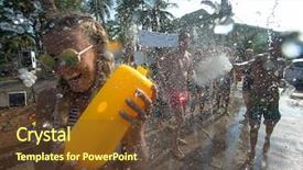 Presentation with thai culture - Audience pleasing slide set consisting of thai culture - people were celebrating songkran backdrop and a tawny brown colored foreground
