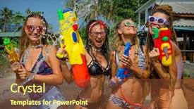  Presentation with thai culture - PPT layouts having thai culture - people were celebrating songkran background and a tawny brown colored foreground