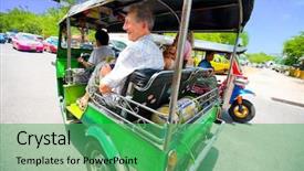  Presentation with thai - Presentation theme with thai culture - senior with grandaughter enjoying background and a ocean colored foreground