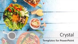  Presentation with asian culture - Cool new presentation design with thai culture - various of asian meals backdrop and a white colored foreground