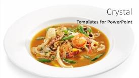  Presentation with sorgho - Amazing PPT theme having thai dishes - seafood with lemon sorgho and scallop isolated on white background backdrop and a white colored foreground