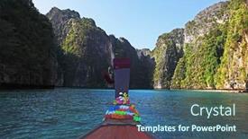  Presentation with boat - Slide set enhanced with thai-excursion-boat-swims background and a ocean colored foreground