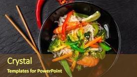  Presentation with thai food - Cool new PPT layouts with thai food - asian chicken and prawns curry backdrop and a tawny brown colored foreground