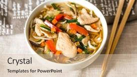  Presentation with chopstick - Theme enhanced with empty note book opening background and a lemonade colored foreground