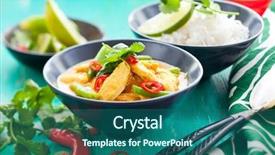  Presentation with chicken curry - Amazing presentation theme having thai food - chicken curry with green beans backdrop and a ocean colored foreground