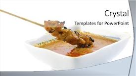  Presentation with food satay - Presentation consisting of thai food - delicious satay chicken and peanut background and a white colored foreground