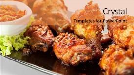  Presentation with thai food dishes - Colorful PPT layouts enhanced with thai food - hot meat dishes - fried backdrop and a gold colored foreground