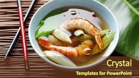  Presentation with shrimp - PPT theme consisting of thai food - light asian shrimp soup background and a tawny brown colored foreground