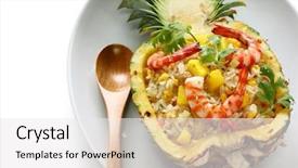 Presentation with pineapple - Presentation theme enhanced with thai food - pineapple fried rice background and a white colored foreground
