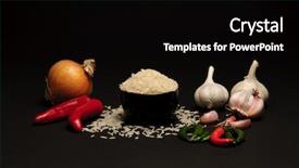  Presentation with rice - Presentation theme consisting of thai food - rice and vegetables background and a black colored foreground