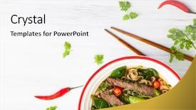  Presentation with thai food - Theme enhanced with thai food - spicy asian beef soup background and a white colored foreground