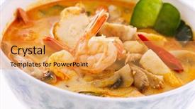  Presentation with soup - Amazing PPT layouts having thai food - tom yam soup backdrop and a yellow colored foreground