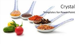  Presentation with food white - Presentation theme enhanced with thai food - various colourful spices background and a white colored foreground