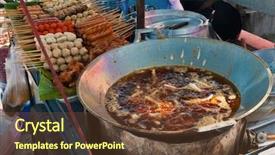 Presentation with thailand food - Theme with thai food at street market background and a  colored foreground