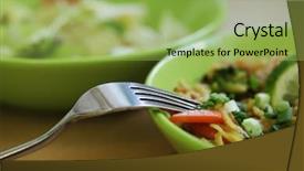  Presentation with pad thai - Audience pleasing theme consisting of thai food delicious backdrop and a yellow colored foreground