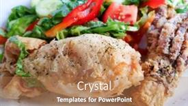  Presentation with thai food - Slides enhanced with thai-food-fried-squid background and a coral colored foreground