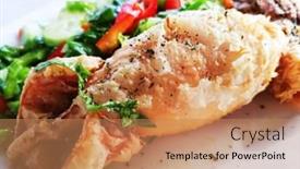  Presentation with thai food - PPT layouts consisting of thai-food-fried-squid background and a coral colored foreground